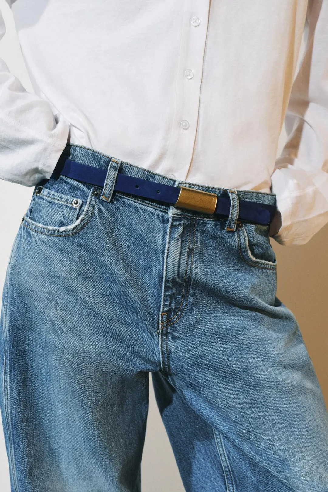 Ремень из 100% кожи с пряжкой, Zara