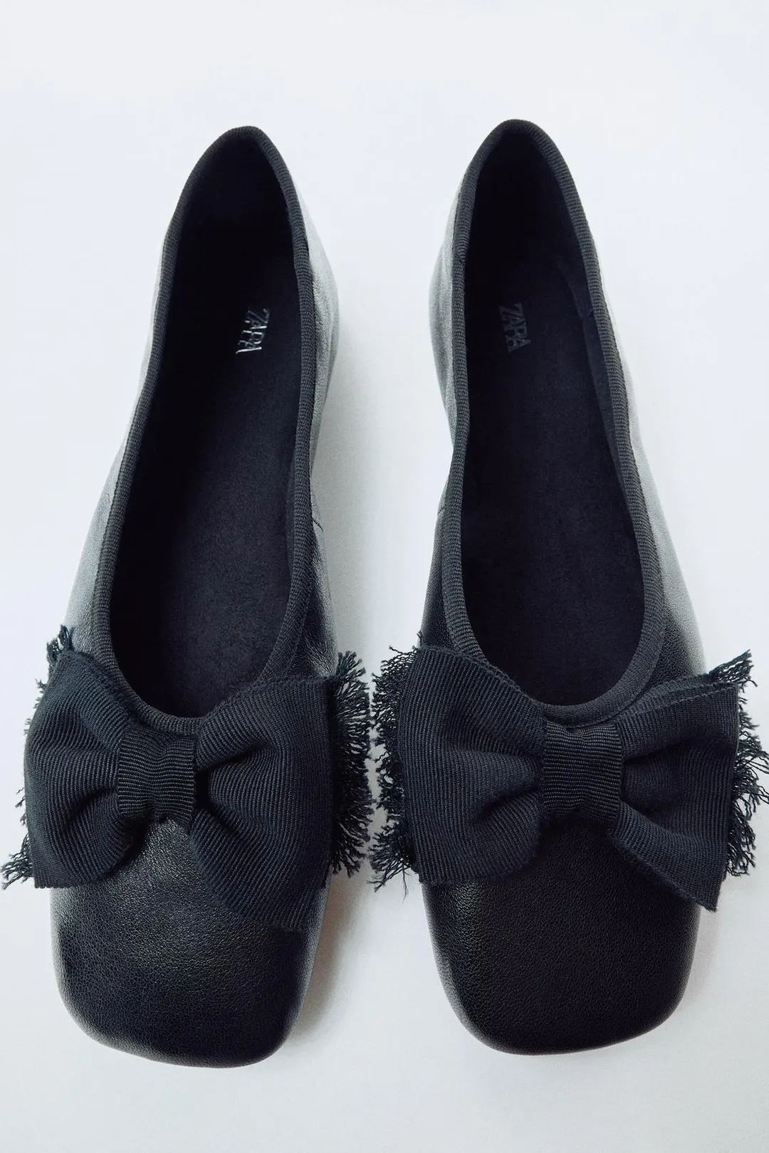 Балетки из кожи с бантом, Zara