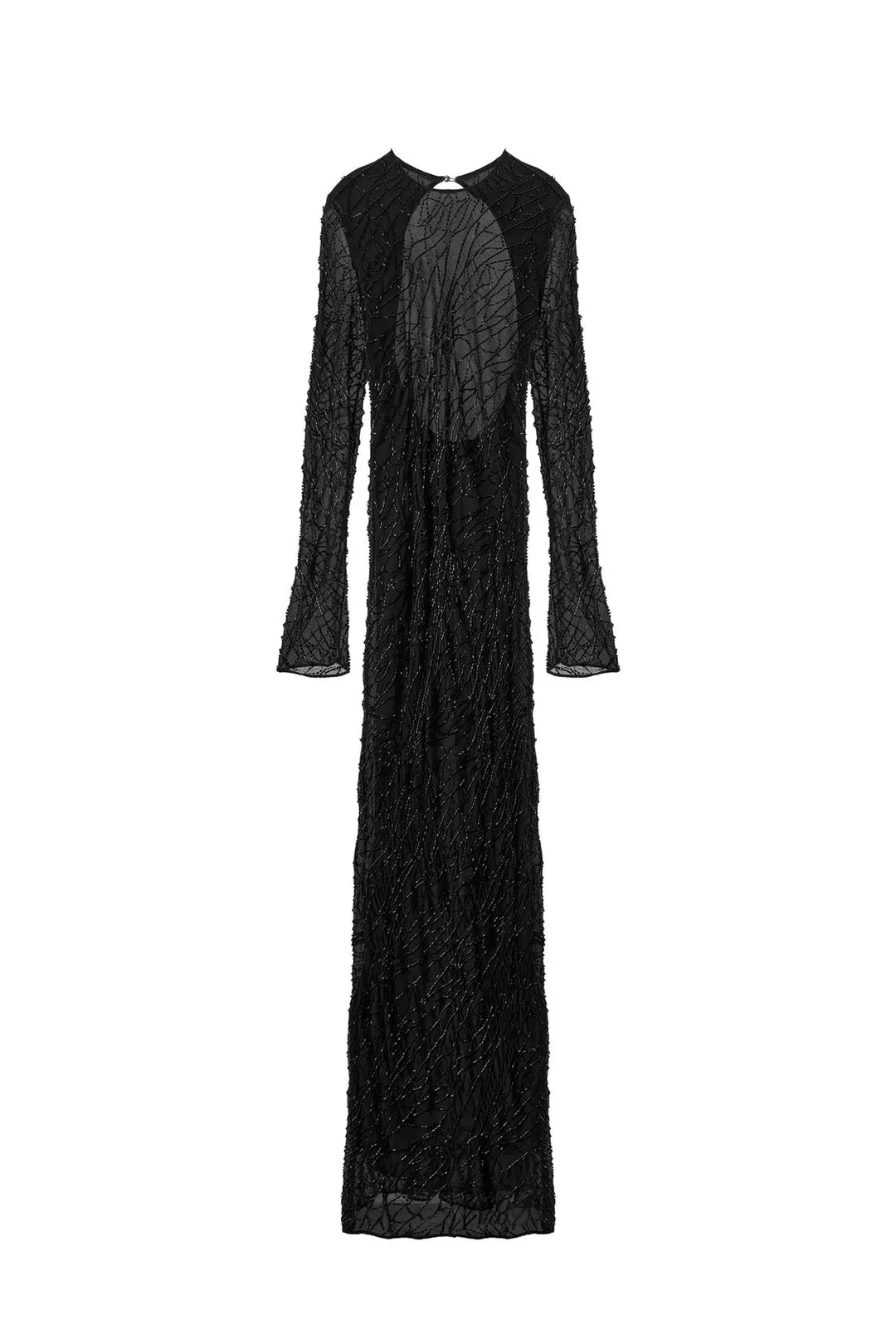 Длинное платье из 100% вискозы с бусинами, Zara