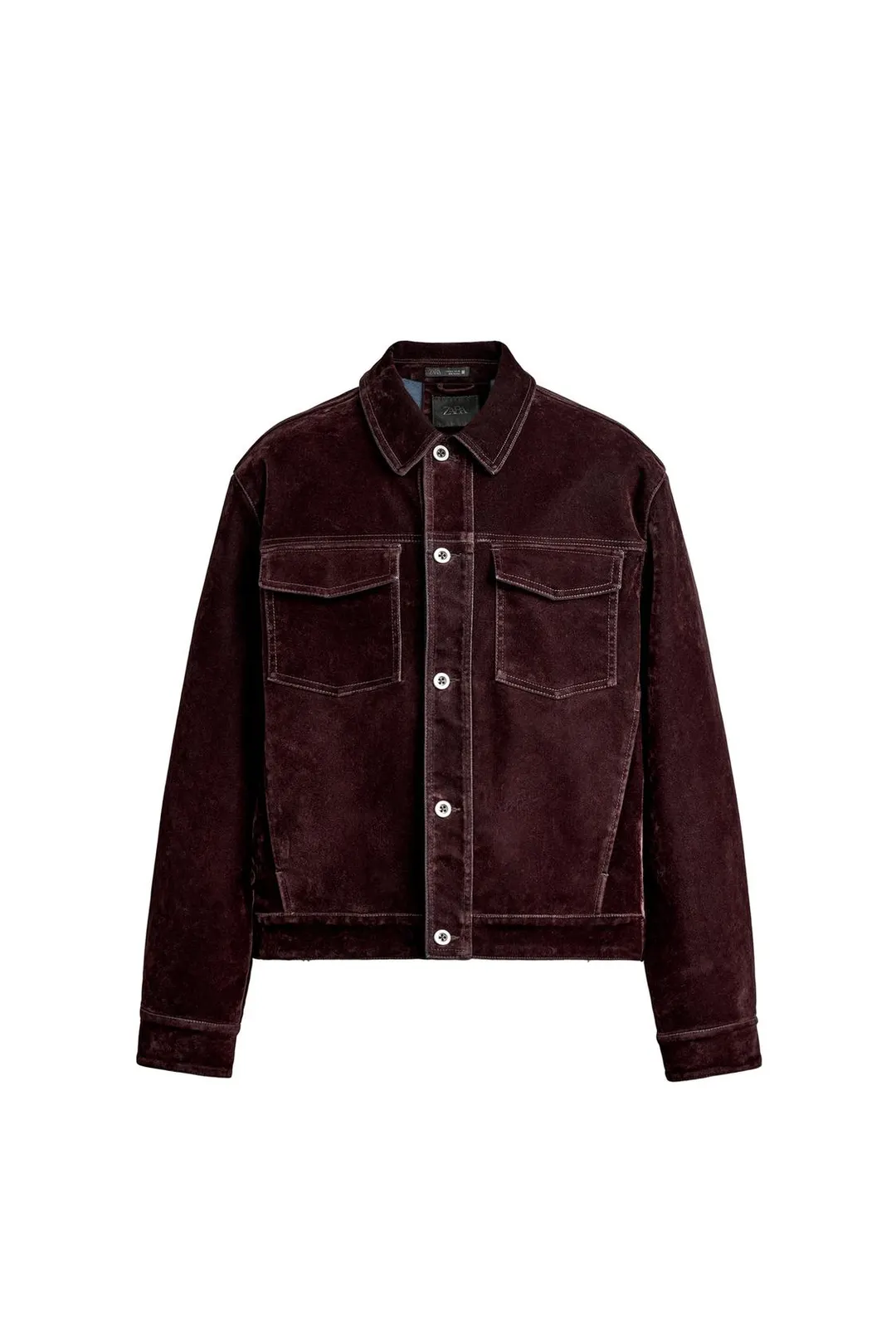 Укороченная джинсовая куртка с флоковым покрытием, Zara