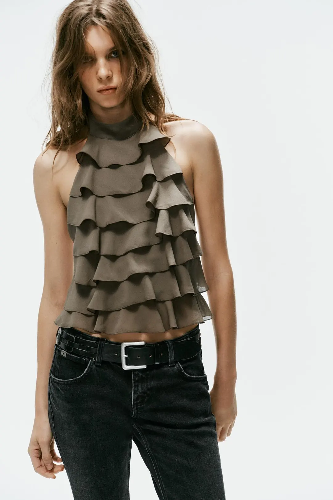 Топ из жоржета с бретелью халтер, Zara