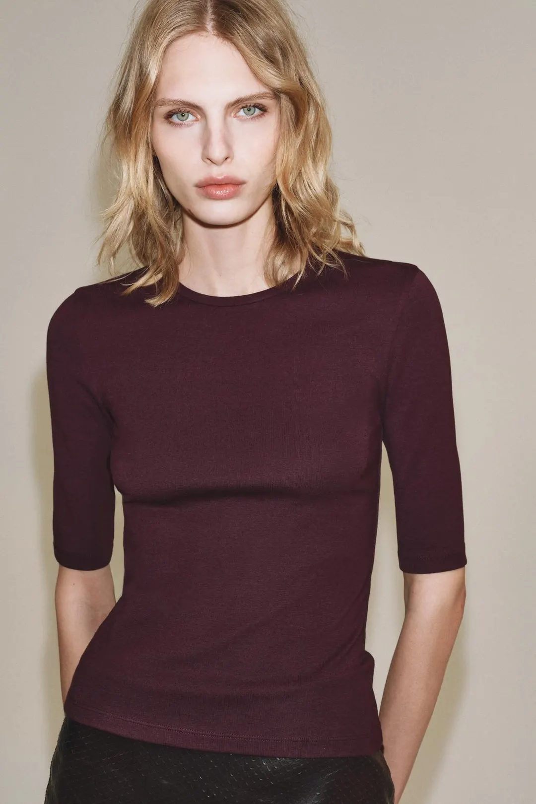 Футболка с рукавами до локтя, Zara