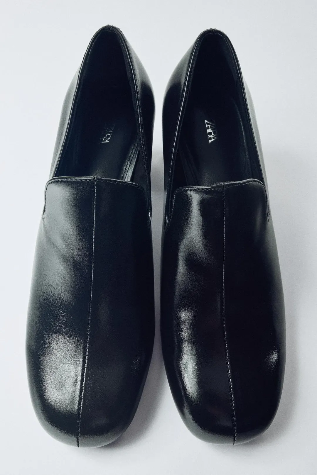 Кожаные лоферы на каблуке, Zara