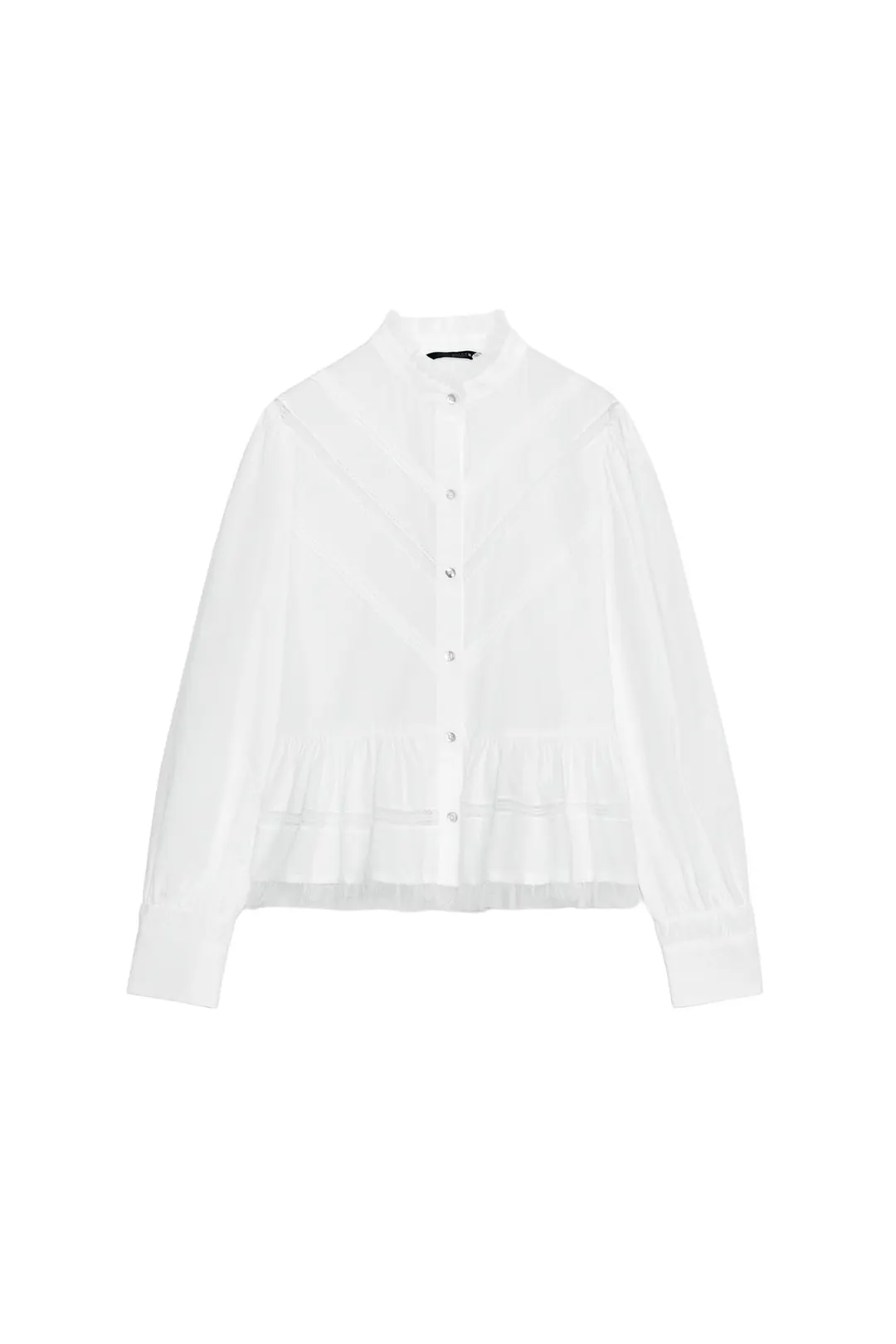 Комбинированная романтичная блузка из тюля, Zara