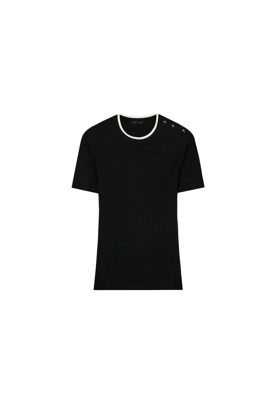 Футболка с отделкой пуговицами, Zara