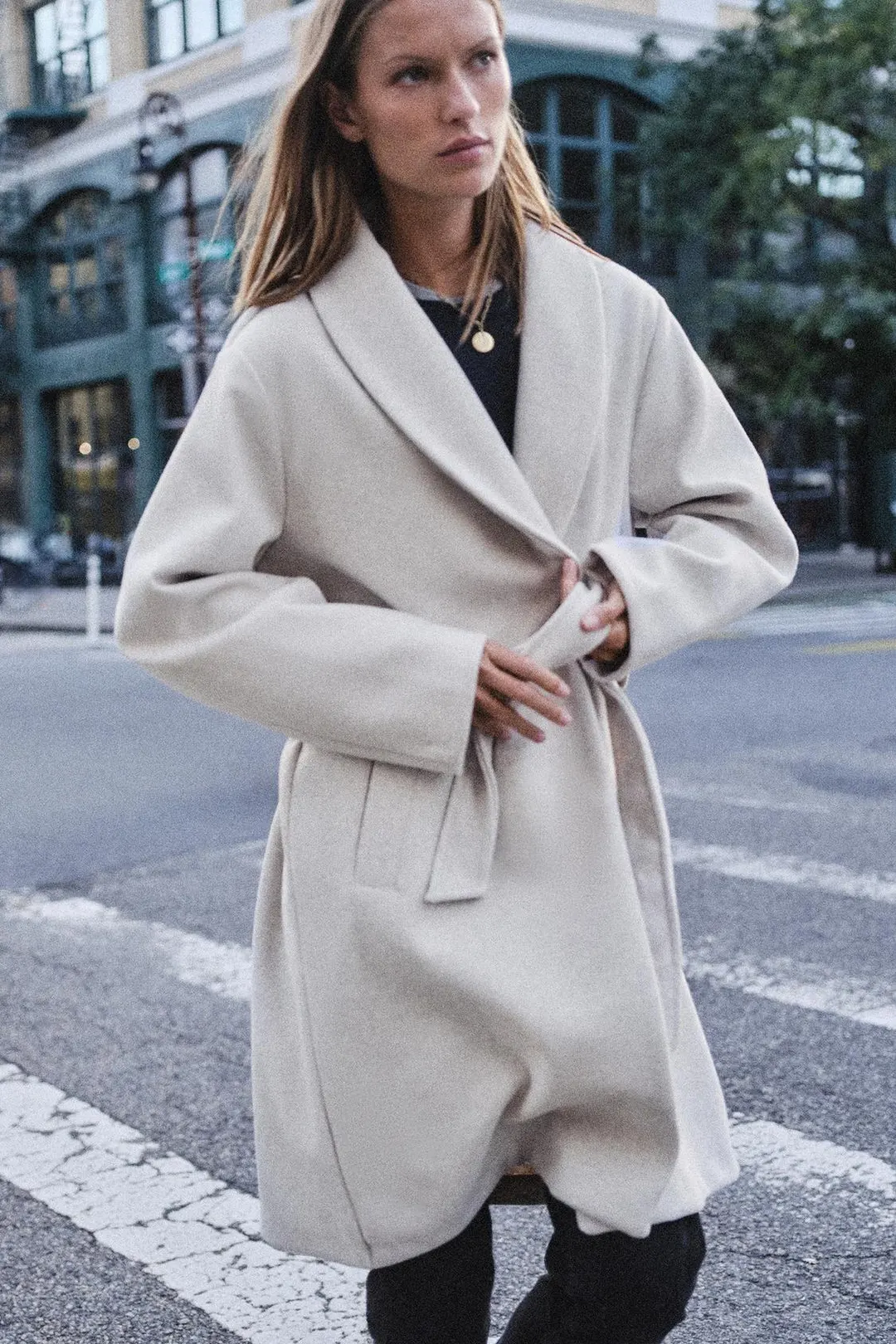 Мягкое пальто с поясом, Zara