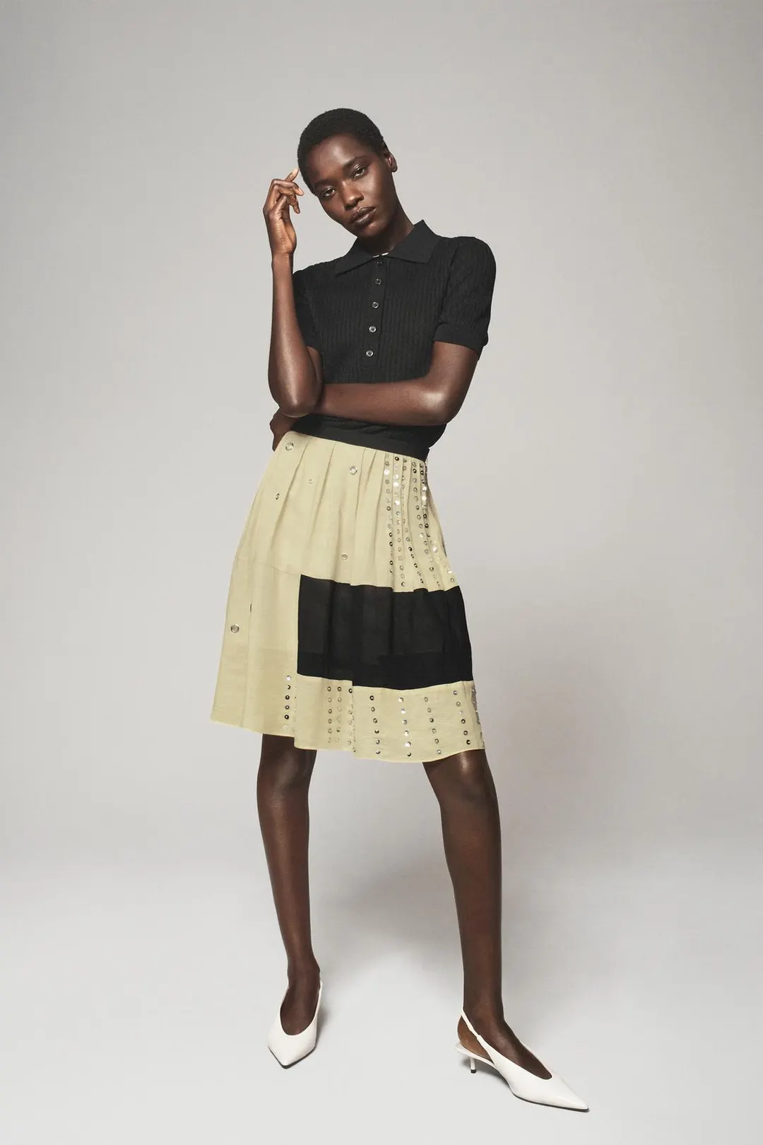 Юбка из смесового льна с бусинами THE ITEM Zara Woman, Zara