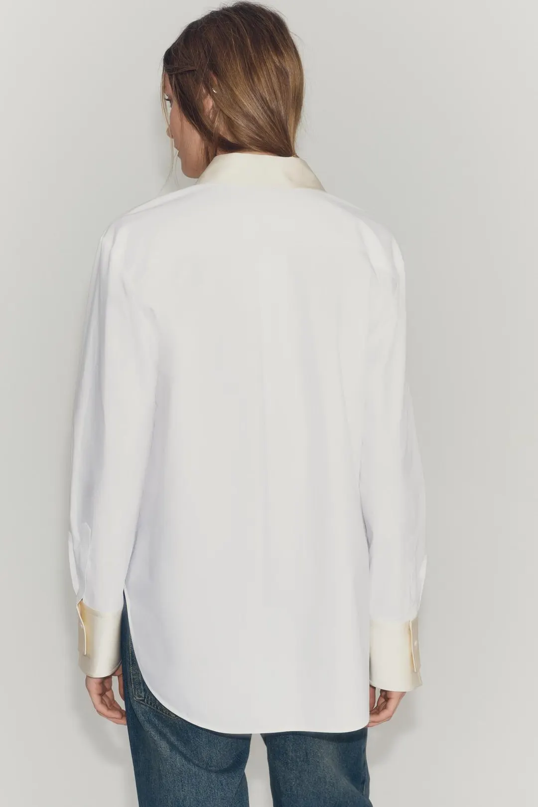 Рубашка комбинированная из поплина ZW Collection, Zara