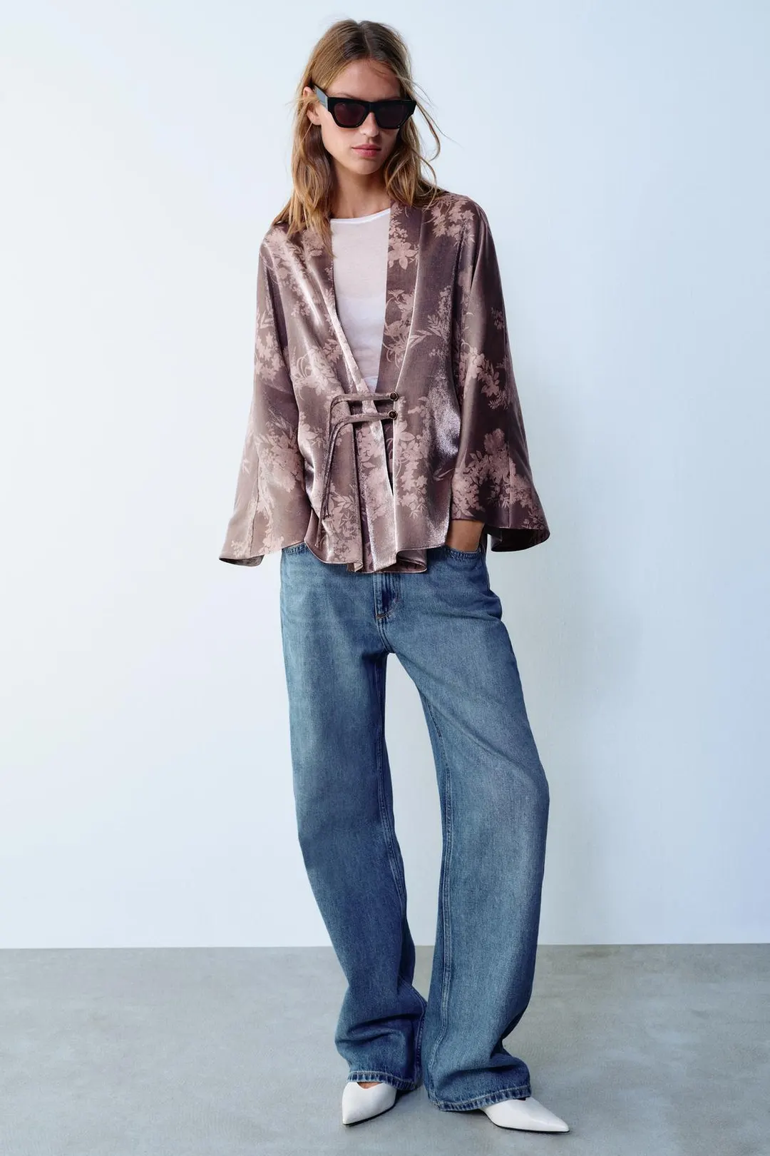 Рубашка с принтом и широкими рукавами, Zara
