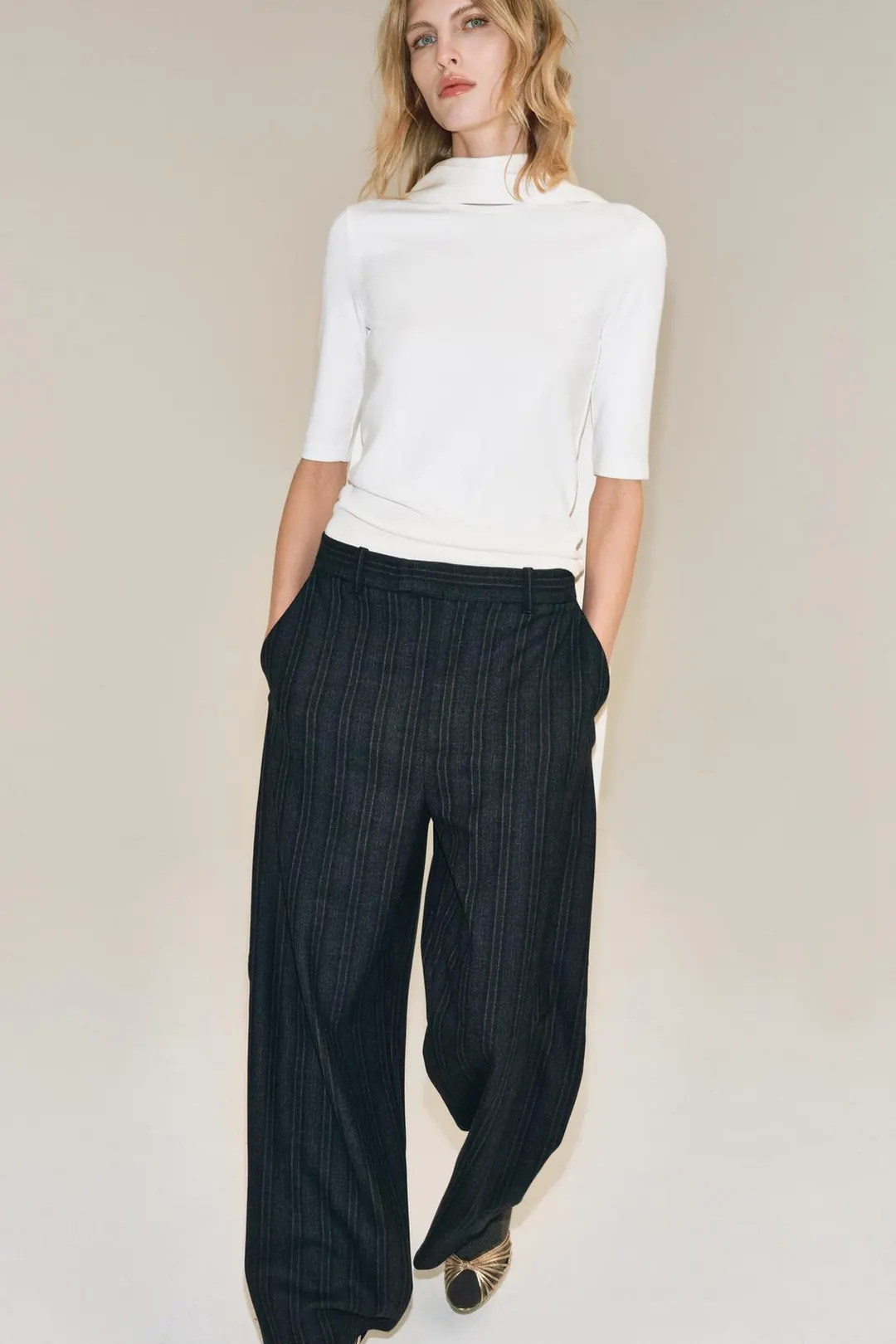 Брюки-баллоны ZW Collection в полоску, Zara