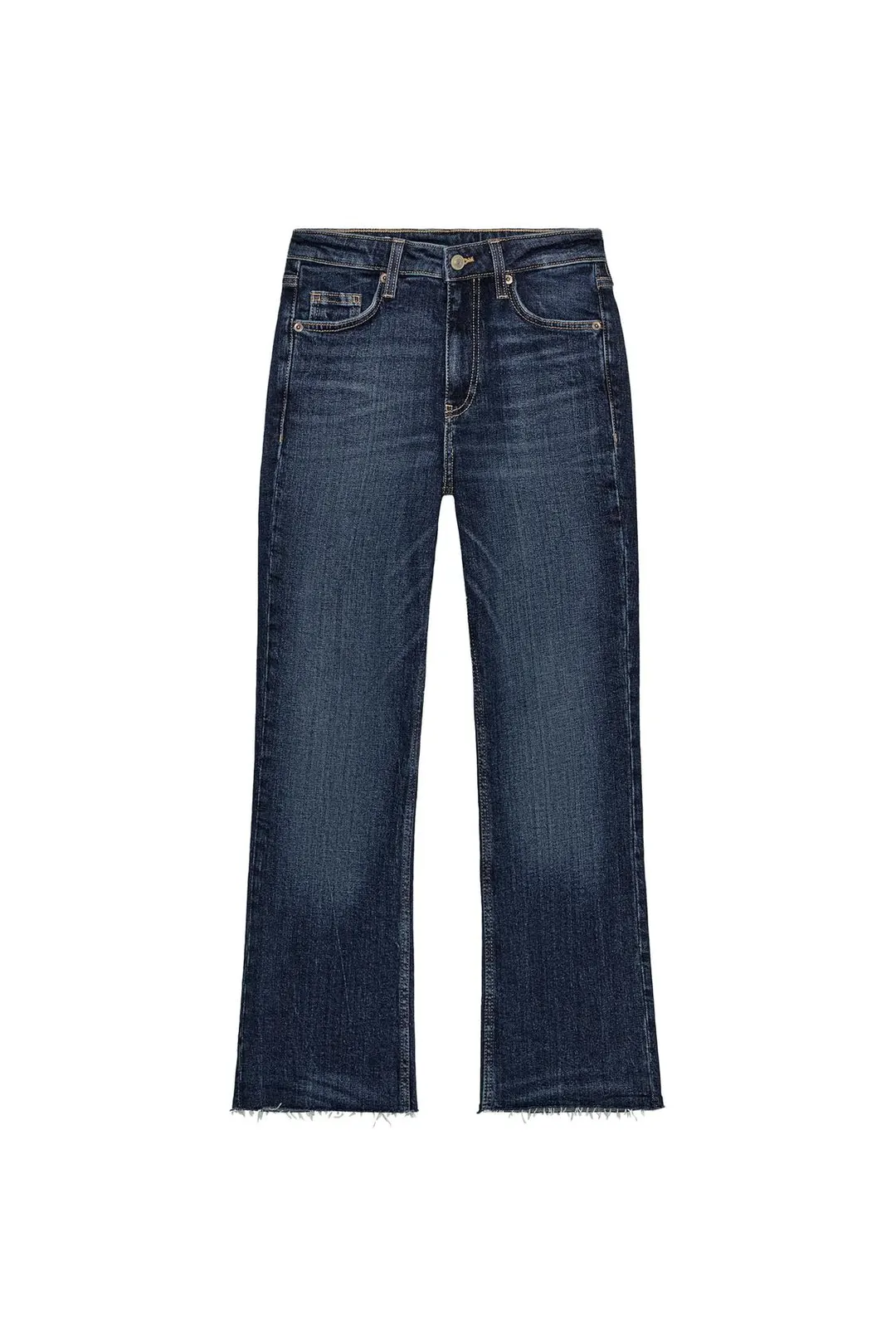 Укороченные расклешенные джинсы с высокой посадкой TRF, Zara