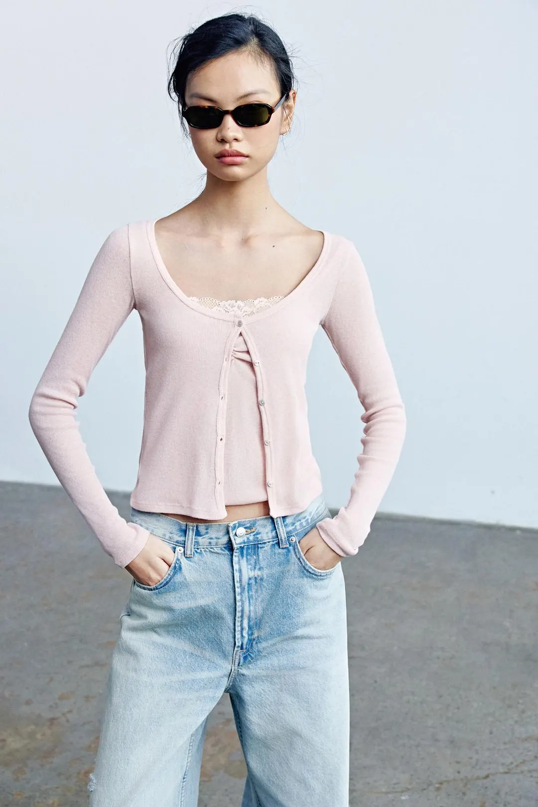 Комбинированная куртка-топ с кружевом, Zara