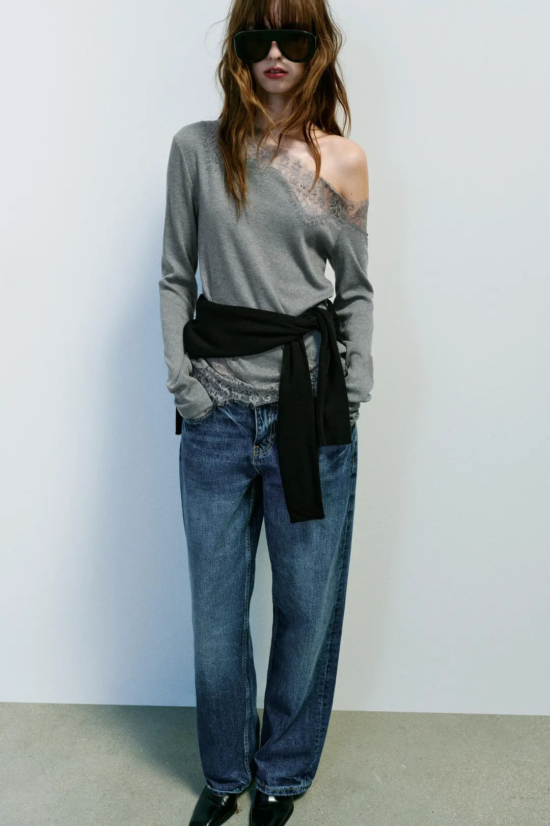 Топ кружевной асимметричный, Zara