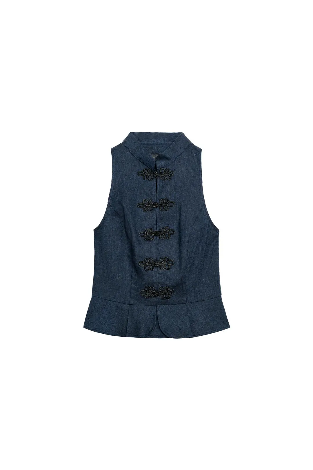Топ с баской из смесового льна и застежкой-клевант, Zara