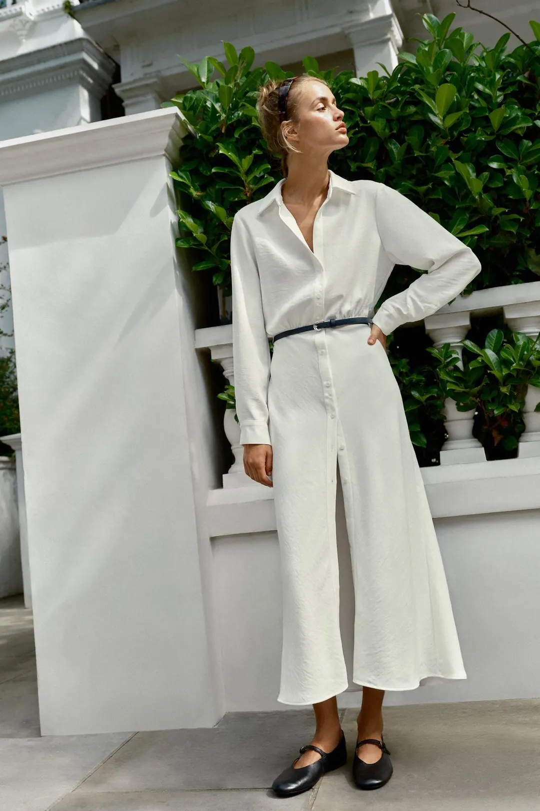 Платье-рубашка с поясом, Zara