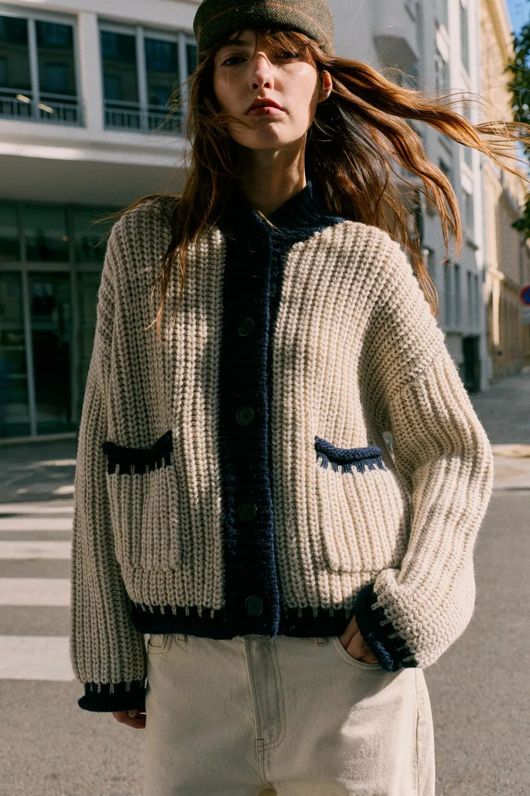Кардиган с контрастной отделкой, Zara