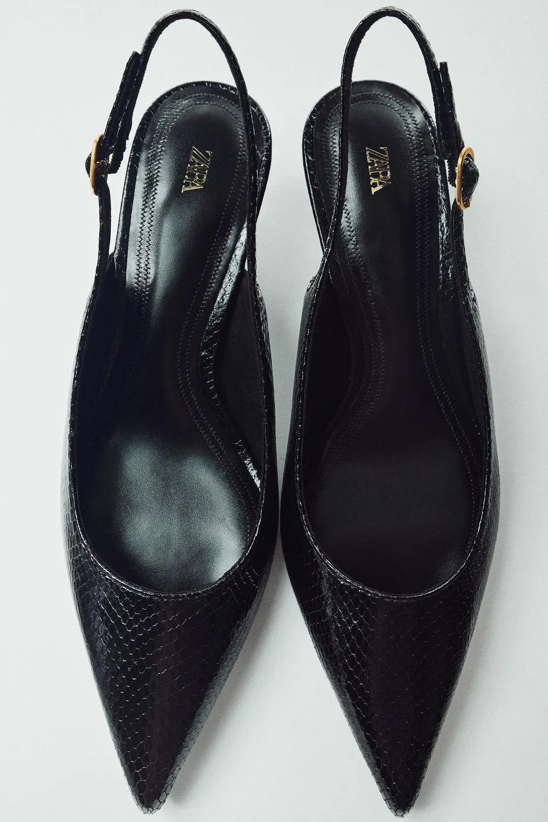 Фактурные туфли с открытой пяткой на каблуке kitten heel, Zara
