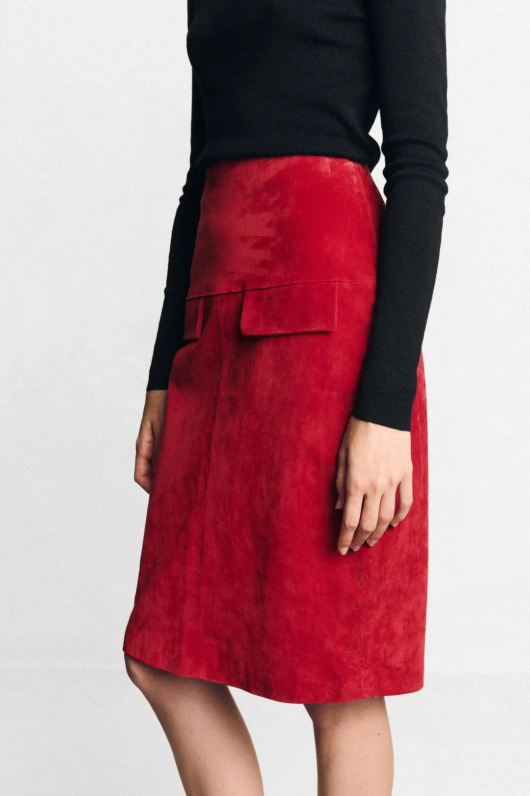 Миди-юбка из 100% кожи, Zara