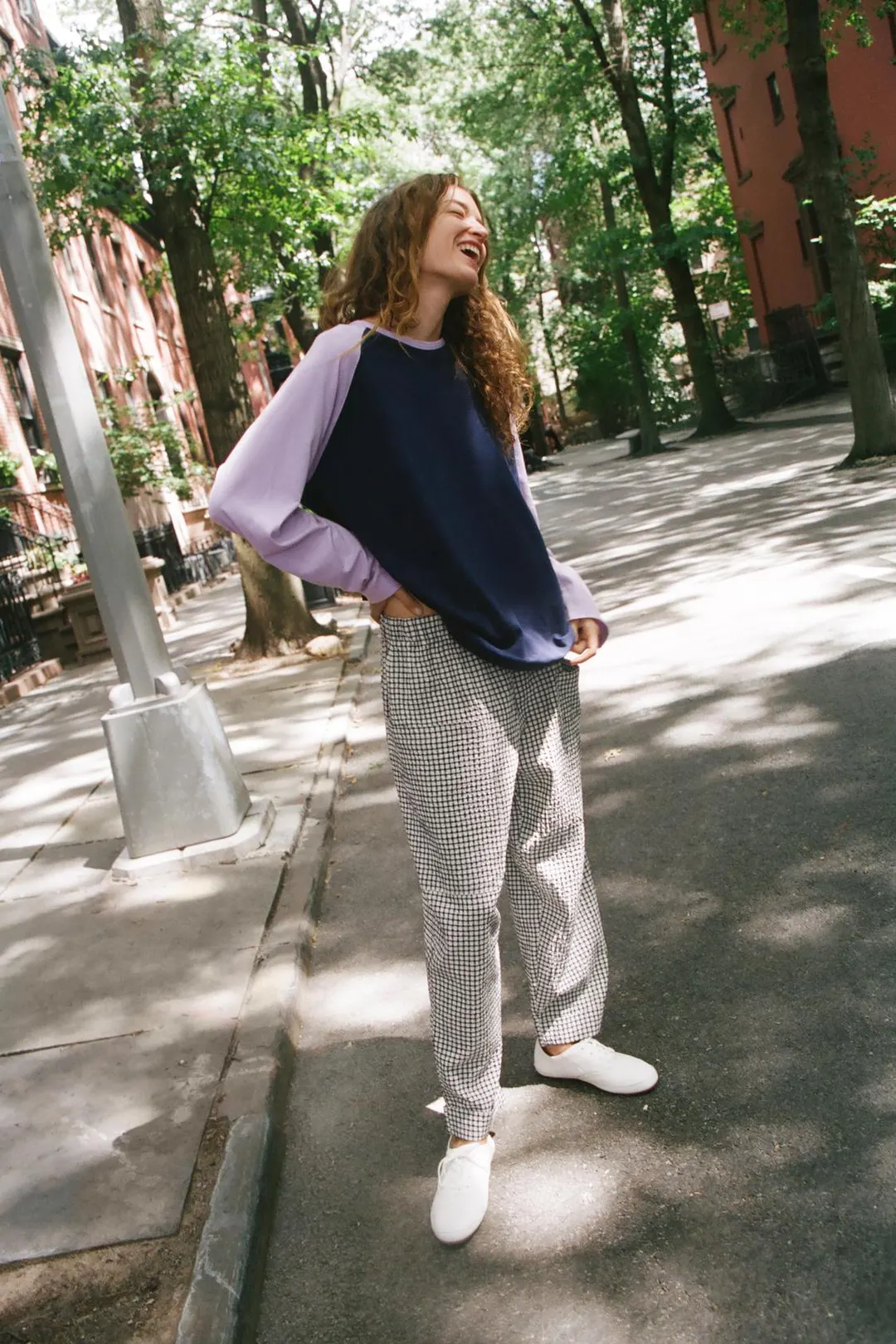 Брюки в клетку с эластичным поясом, Zara