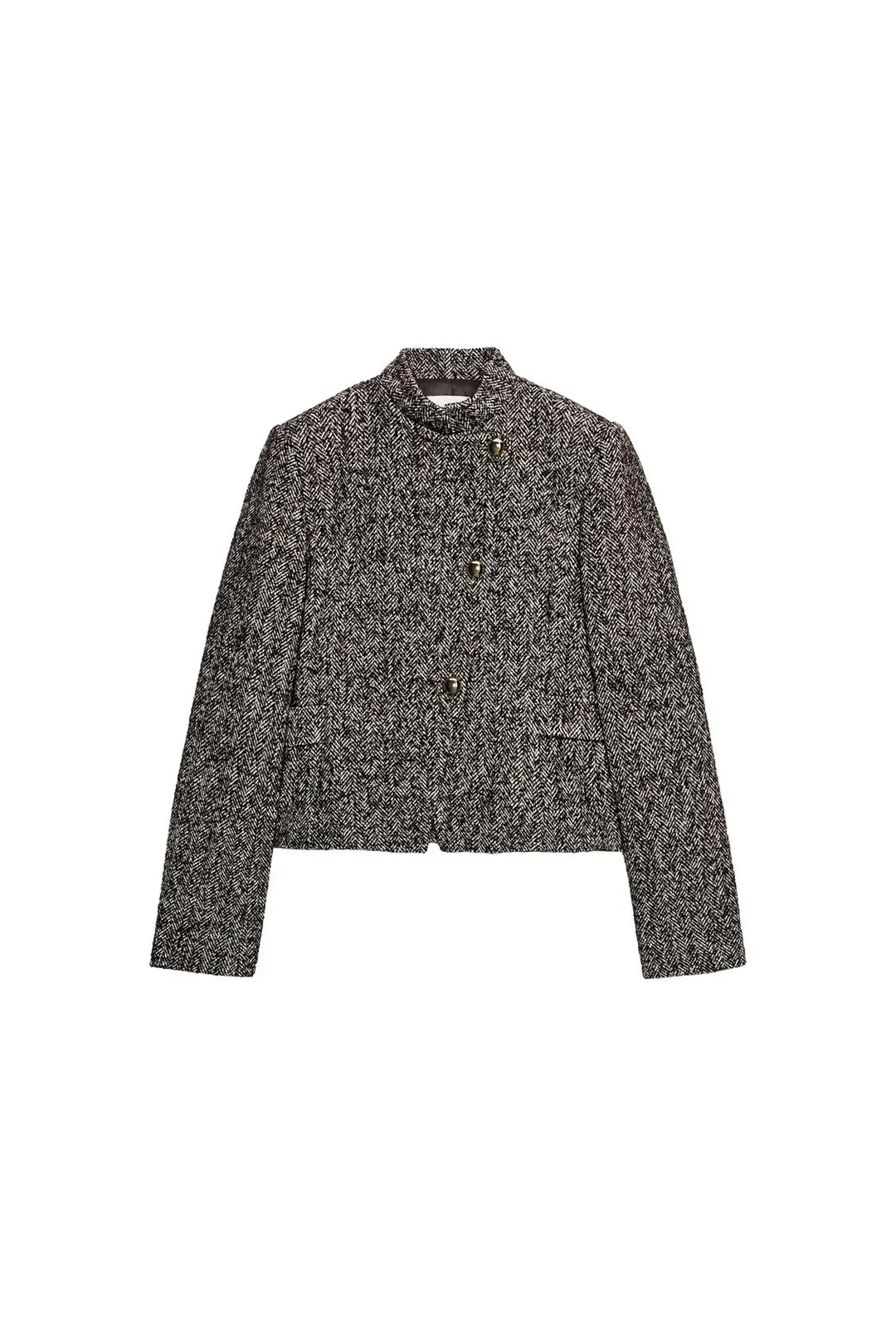 Двубортный пиджак из смесовой шерсти с подплечниками, Zara