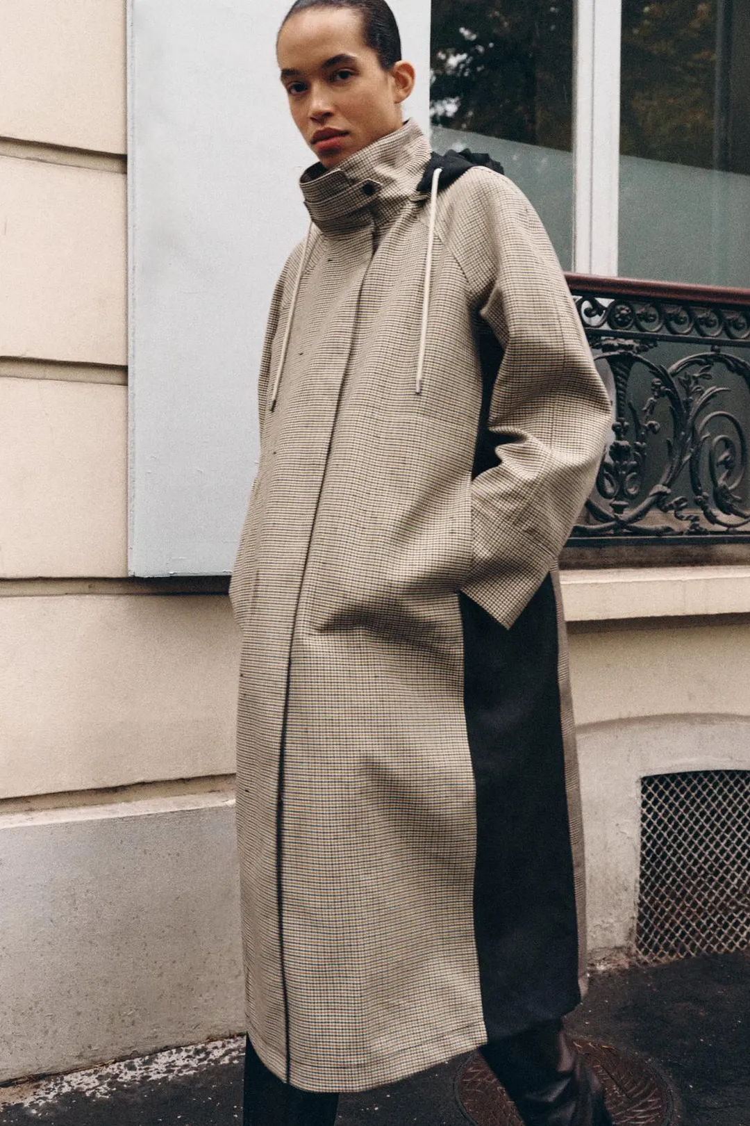 Длинный тренч в клетку ZW Collection, Zara