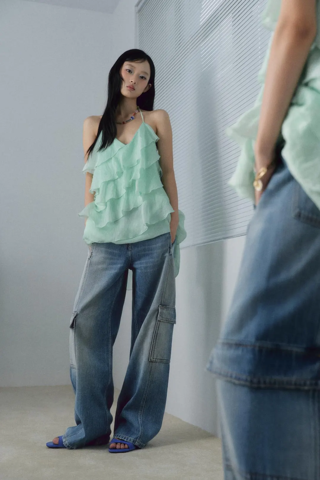 Джинсы карго со средней посадкой TRF, Zara