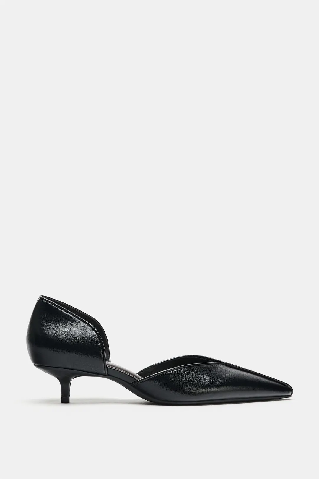 Туфли кожаные на каблуке kitten heel, Zara
