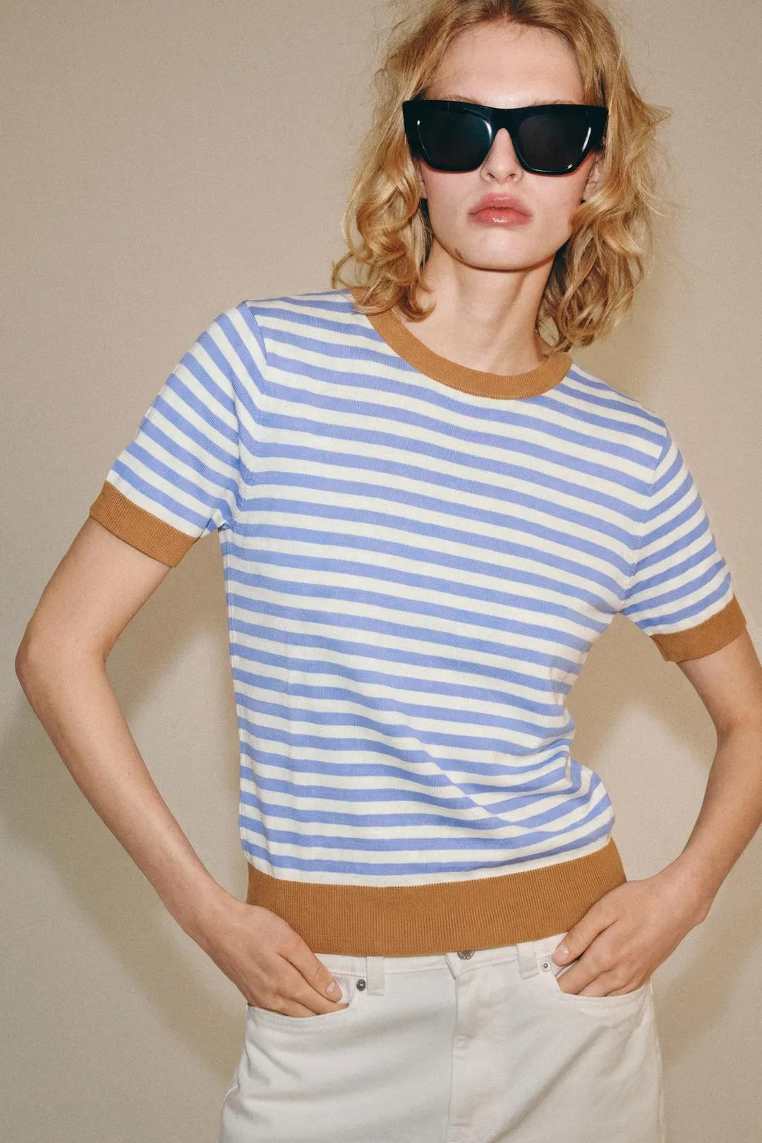 Трикотажный топ в полоску, Zara