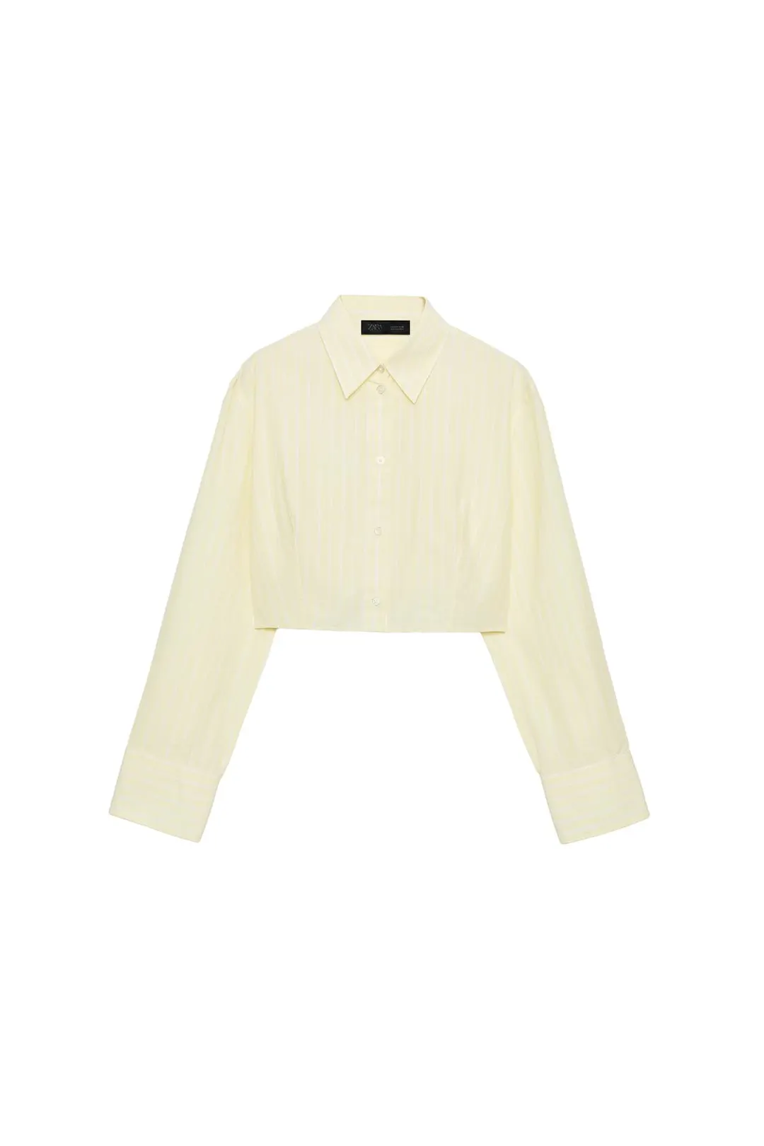 Укороченная рубашка из поплина в полоску, Zara