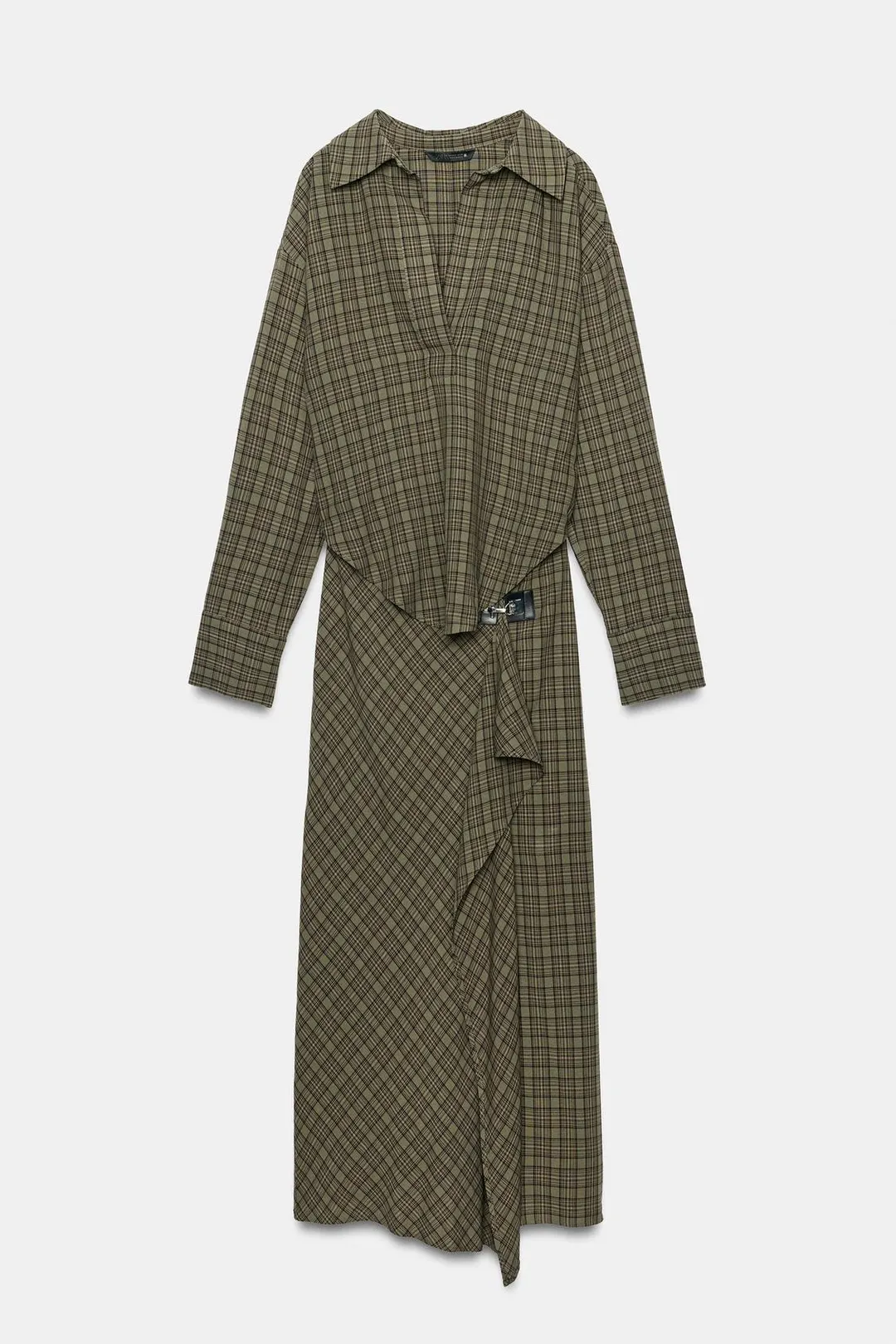 Платье миди в клетку с металлической фурнитурой, Zara