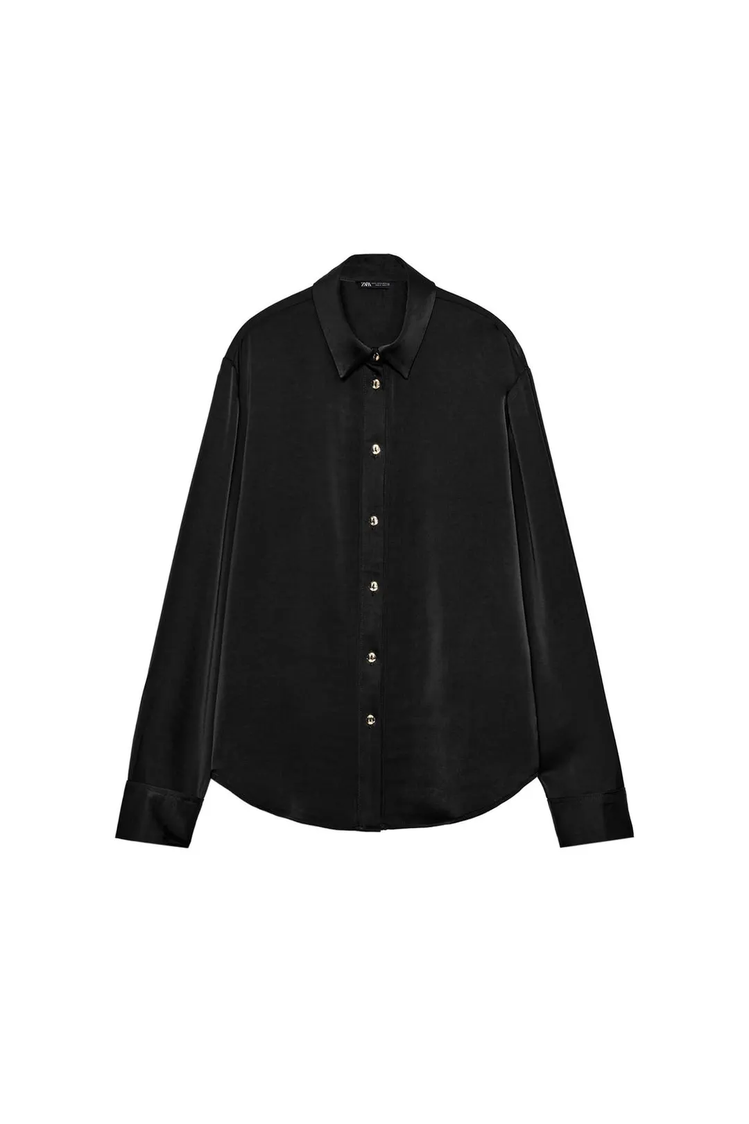 Атласная рубашка с золотистыми пуговицами, Zara