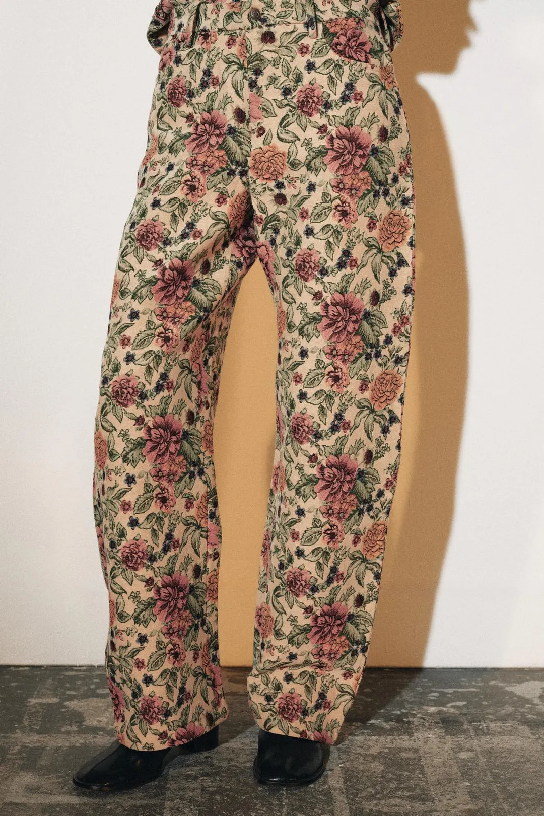 Жаккардовые брюки с цветочным узором ZW Collection, Zara