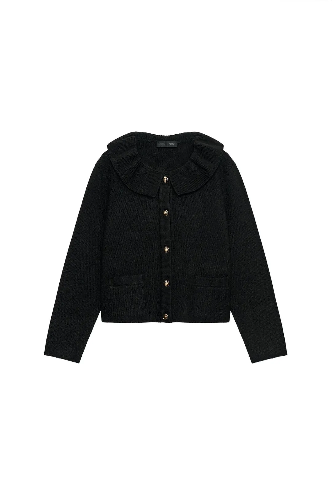 Кардиган с воротником с оборками, Zara