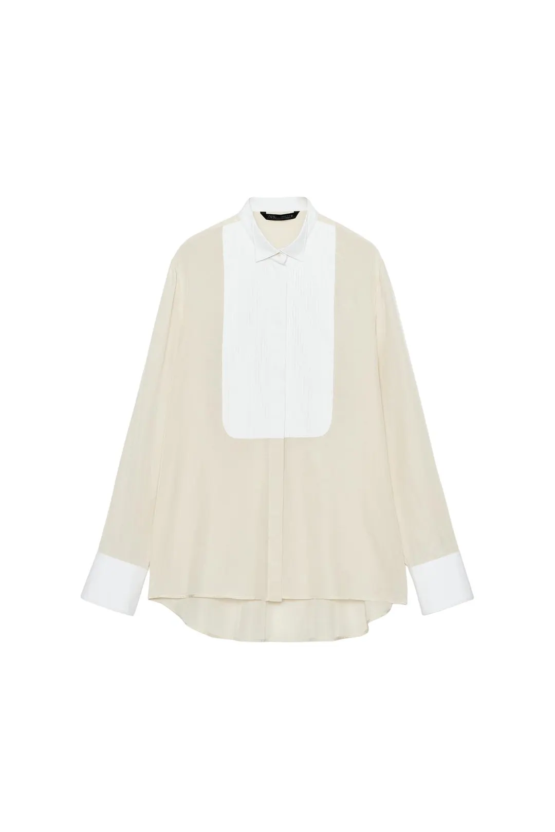 Рубашка с контрастной манишкой ZW Collection, Zara