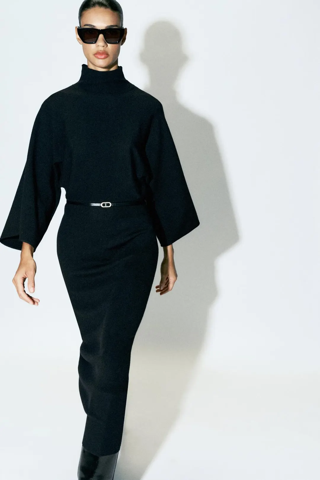 Трикотажное платье с поясом, Zara