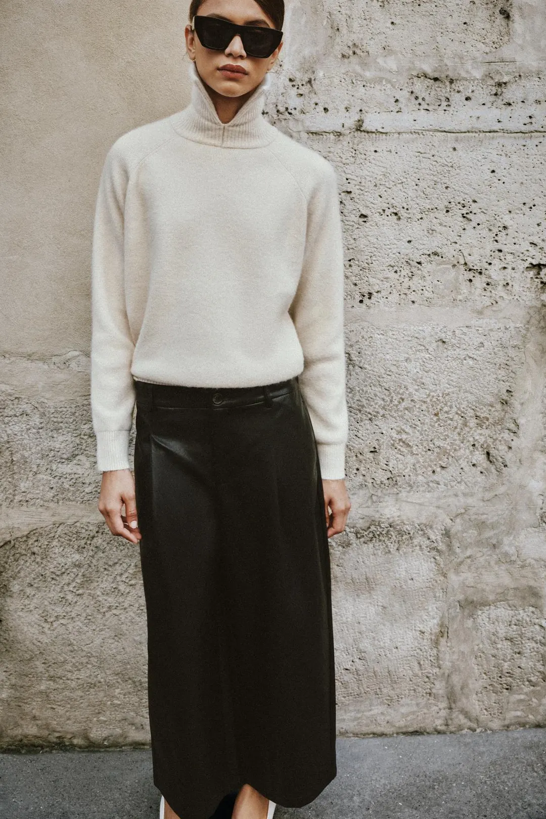 Кюлоты под кожу с вытачками, Zara