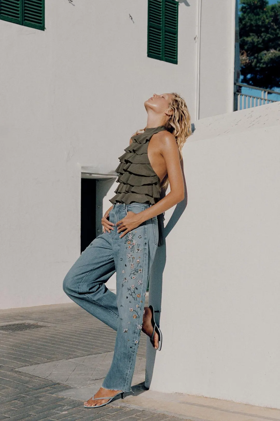 Джинсовые босоножки на низком каблуке, Zara