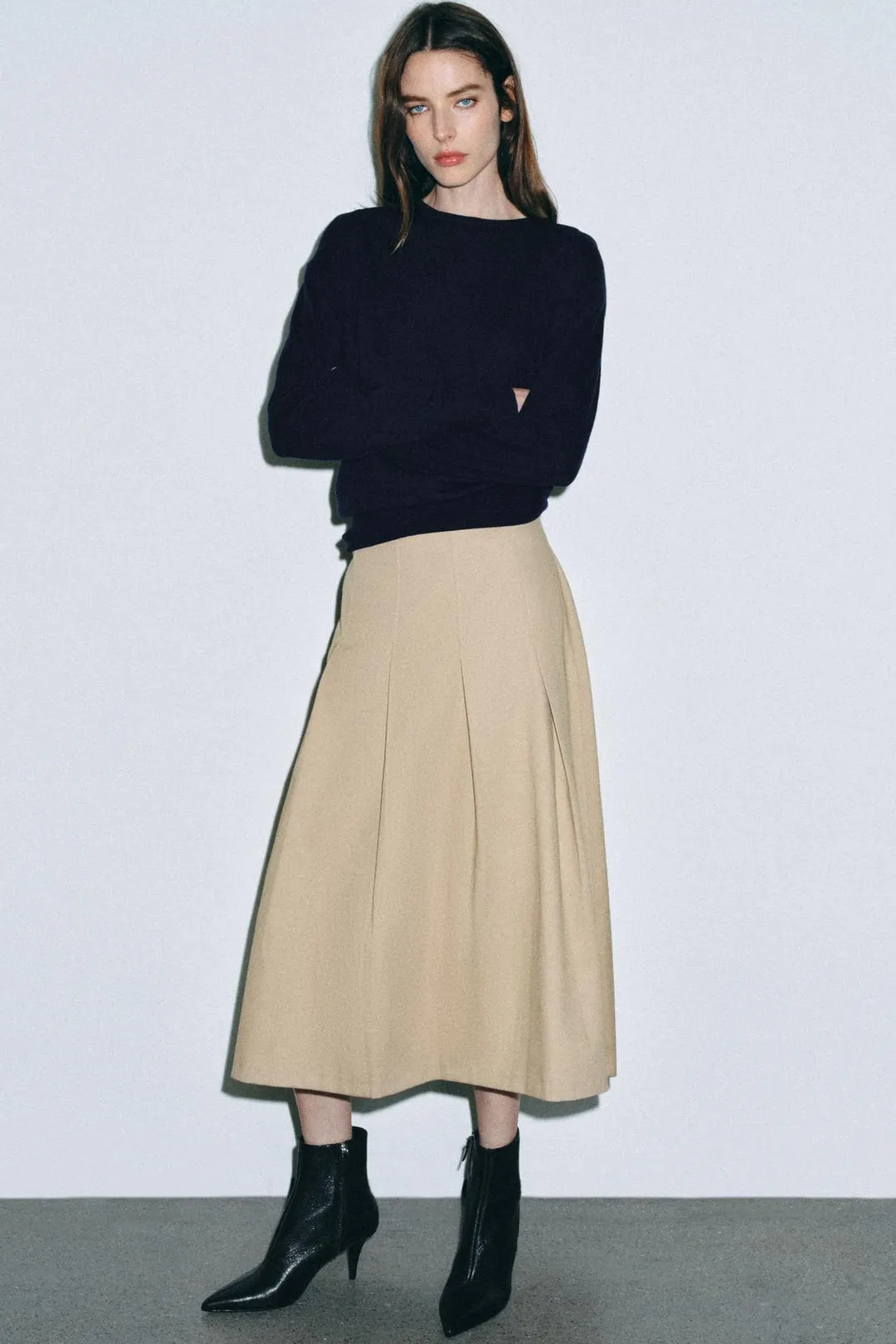 Кожаные ботильоны на каблуке, Zara