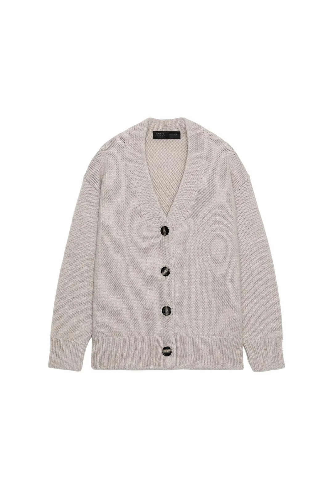 Кардиган с V-образным вырезом из 100% шерсти, Zara