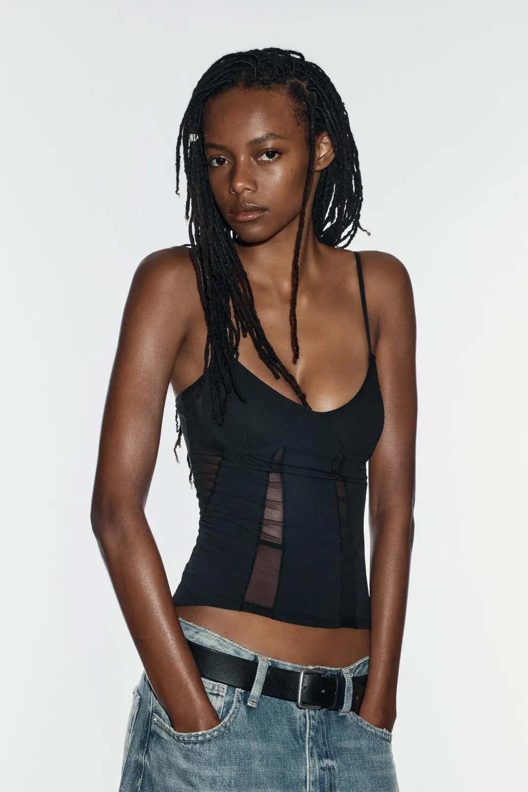Топ комбинированный на бретелях, Zara