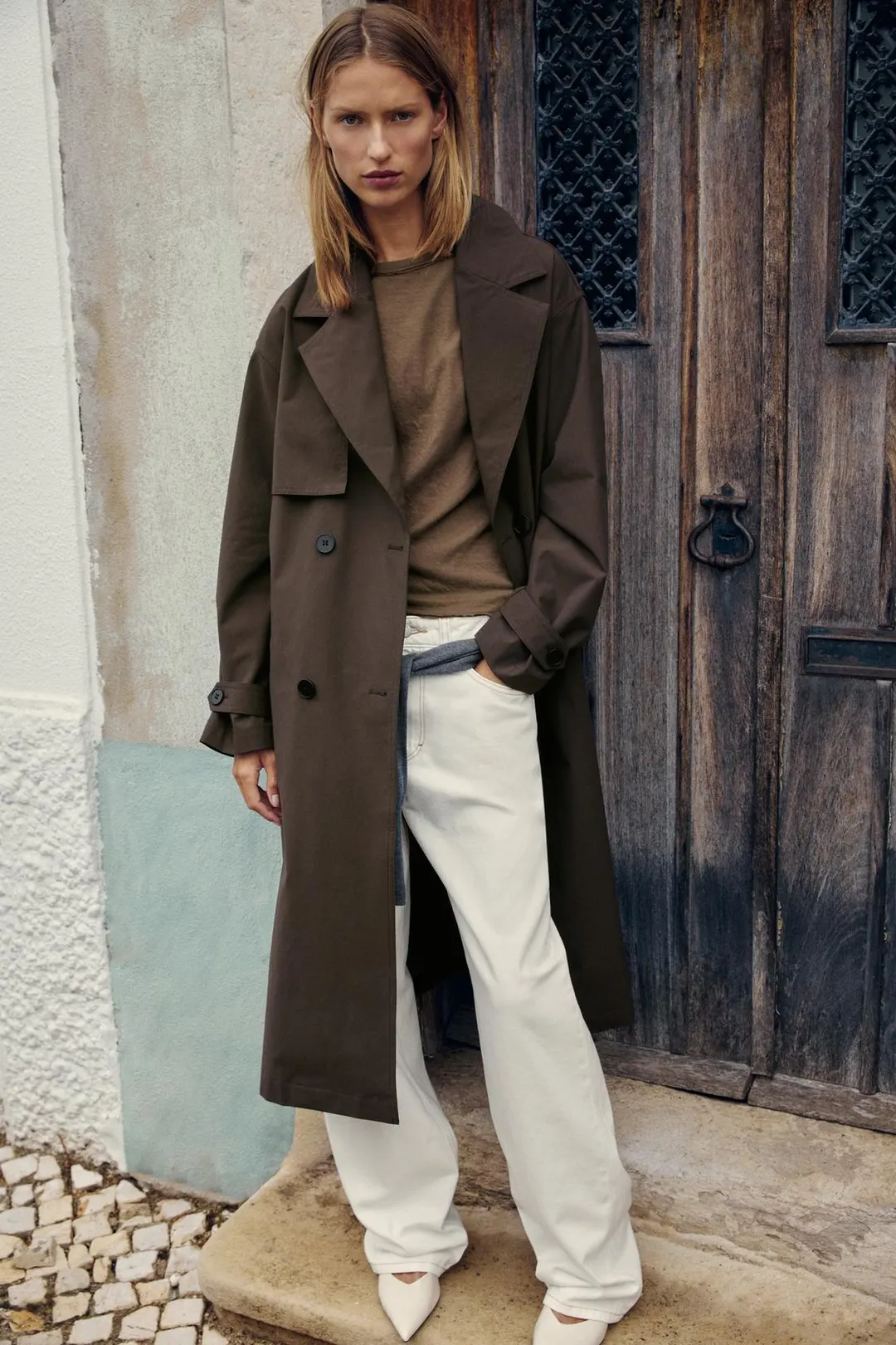 Водоотталкивающий тренч-ветровка с поясом, Zara