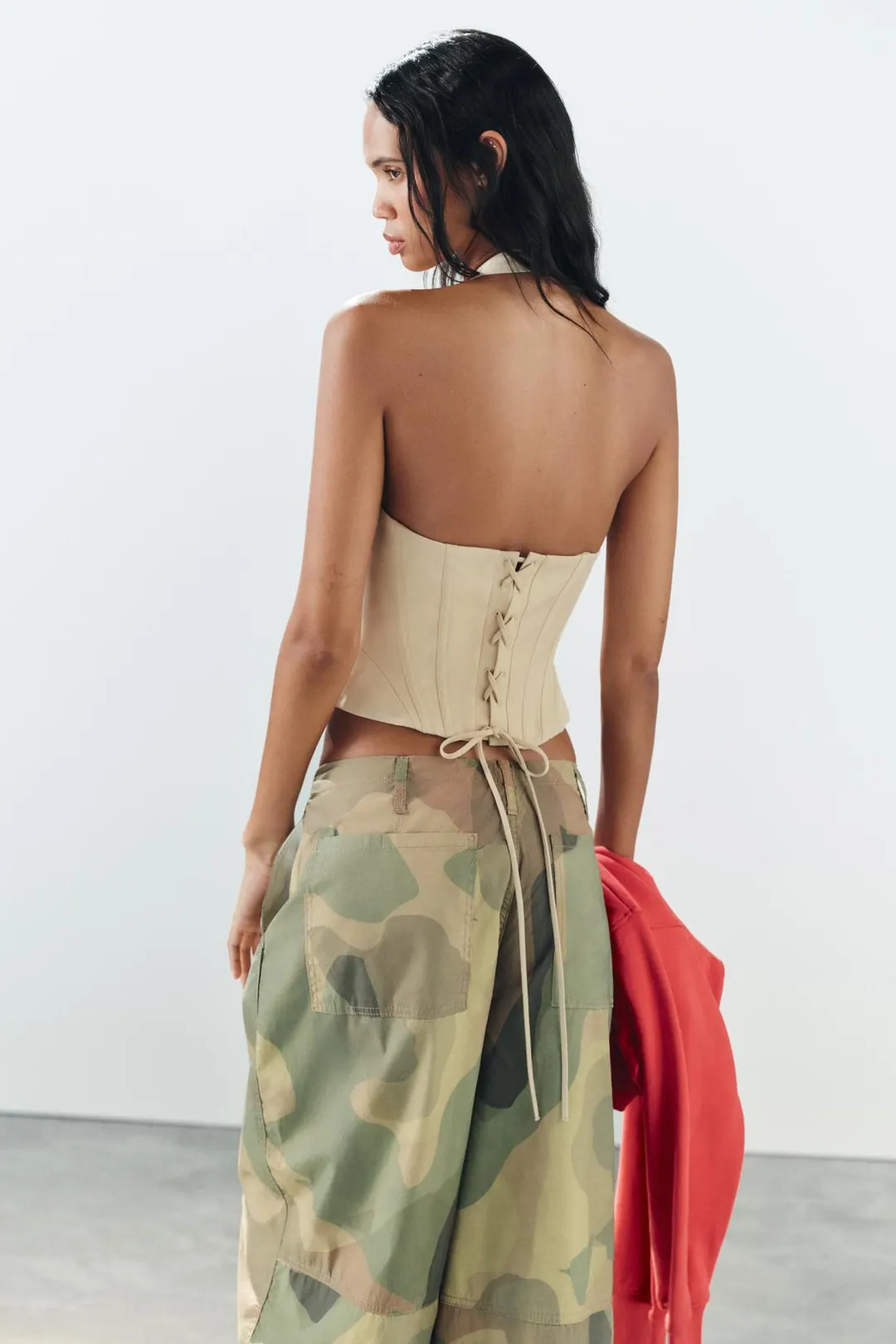 Широкие брюки с принтом и завязками, Zara