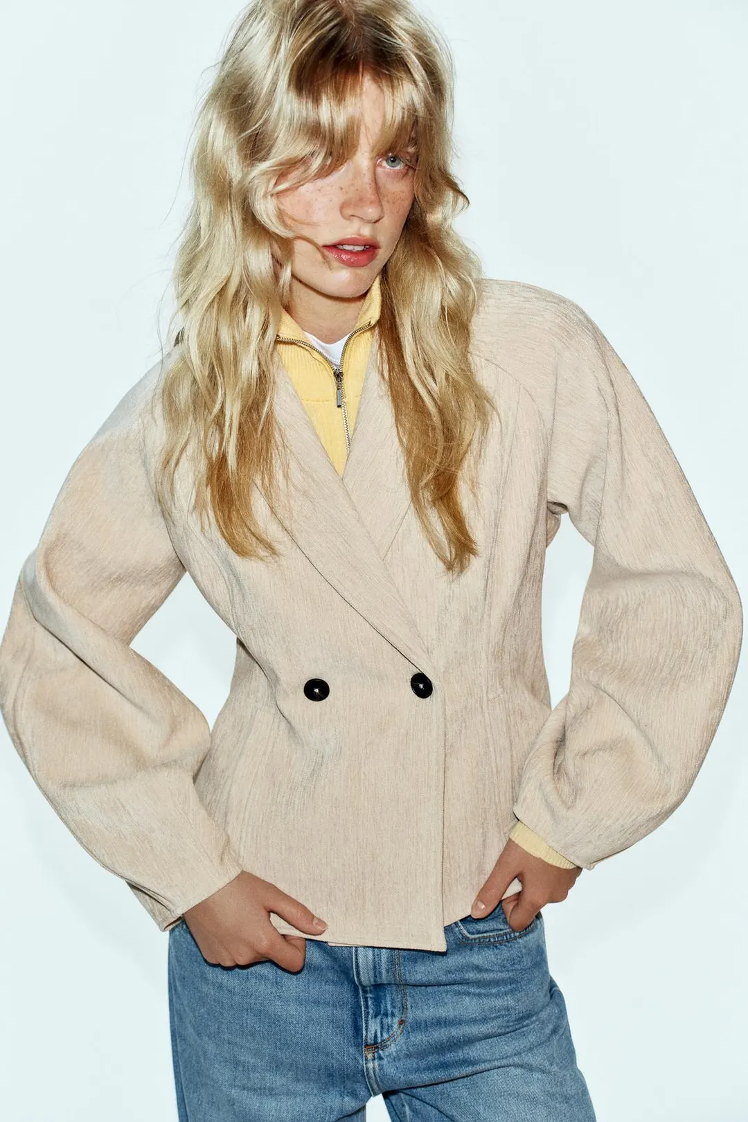 Двубортный жакет строгого кроя, Zara