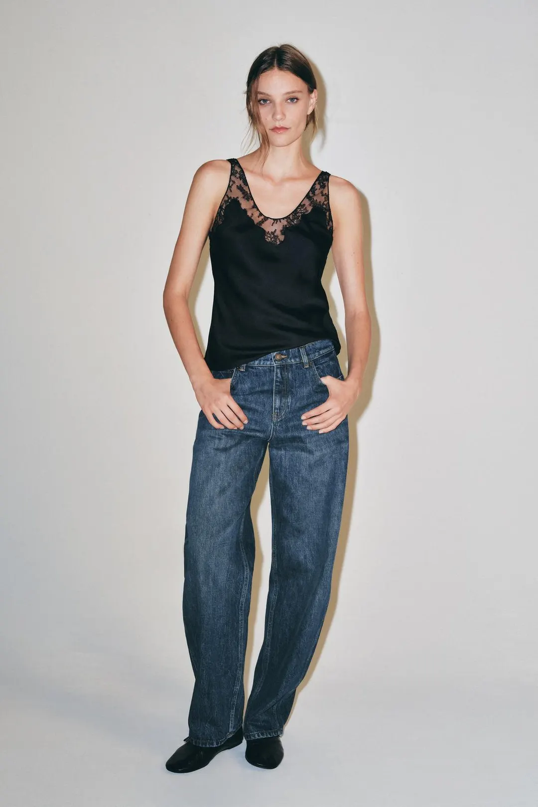 Кружевной топ на бретелях ZW Collection, Zara