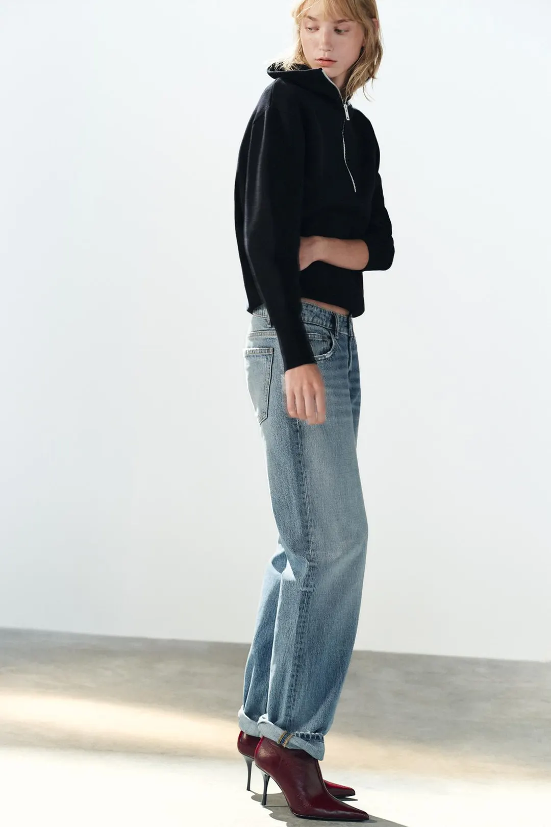 Кожаные ботильоны на каблуке, Zara