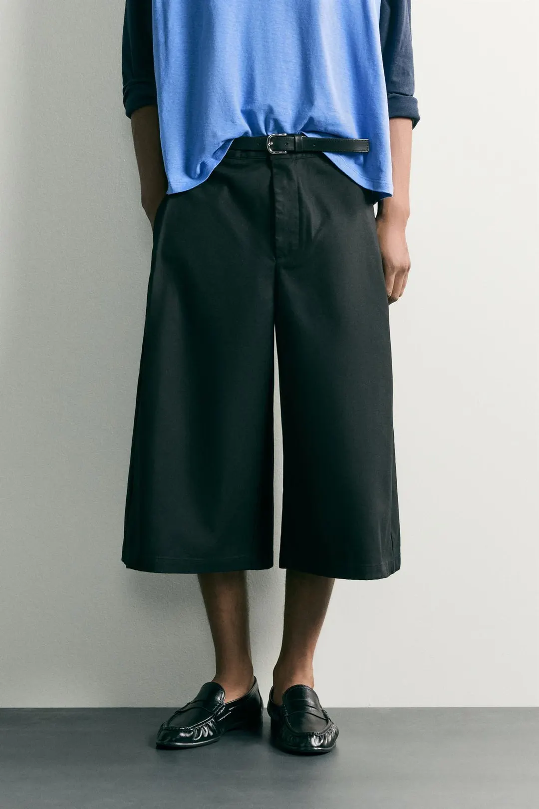 Кюлоты свободного кроя с боковыми складками, Zara