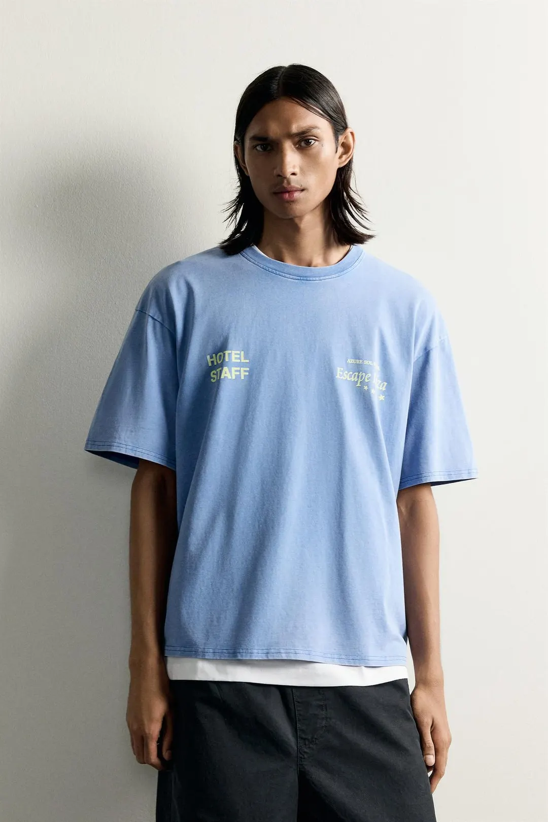 Футболка свободного кроя с контрастными принтами, Zara