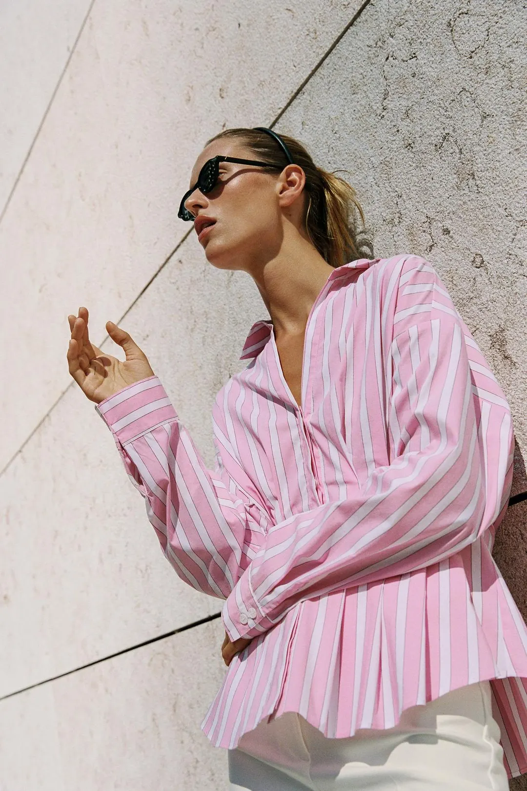 Рубашка в полоску с плиссировкой, Zara