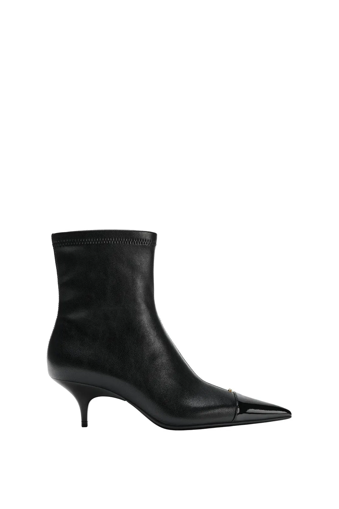 Ботильоны на каблуке kitten heel с контрастным мысом, Zara
