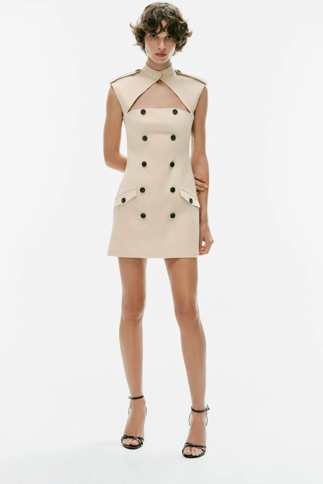 Мини-платье в стиле тренча с разрезом, Zara